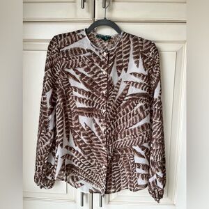 Lauren sheer palm tree design blouse. Large. (More medium)